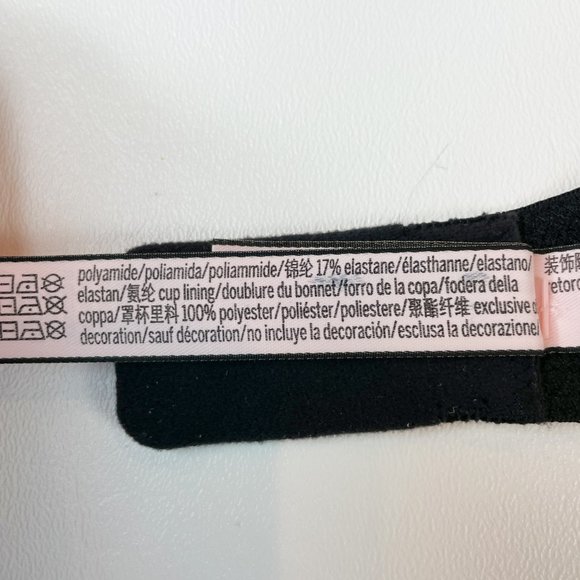 NWOT Victoria's Secret Bra 34D Push-Up Black Floral Polka Dot B982 - Picture 8 of 8